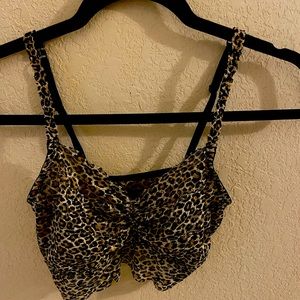 PINK LEOPARD PRINT UNLINED BRALETTE